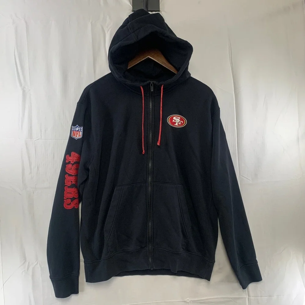 San Francisco 49ers Nike Hoodie Men Medium Black NFL Full Zip Graphic Sweatshirt